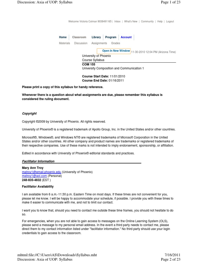 COM/155 Syllabus | PDF | Internet Forum | Paragraph