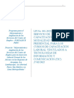 Lpi #001-2022-3547 Servicio de Capacitación en Modalidad No Presencial para Los Cursos de Capacitación Laboral Vinculados A Tecnologías de Información y Comunicación (Tic)