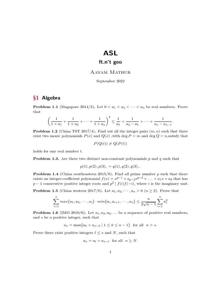 Compilation of Random Problems From Various Olympiads | Download Free ...