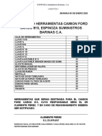 Inventario de Herramientas Cargo 815