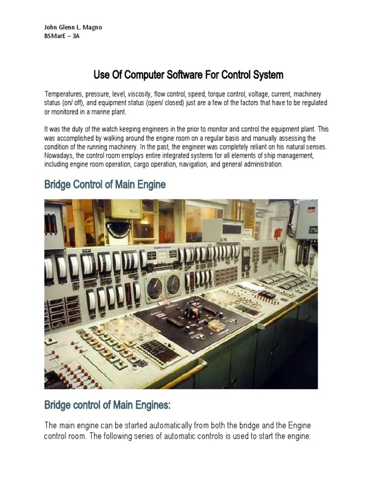 Use of Computer Software For Control System PDF Boiler Engines