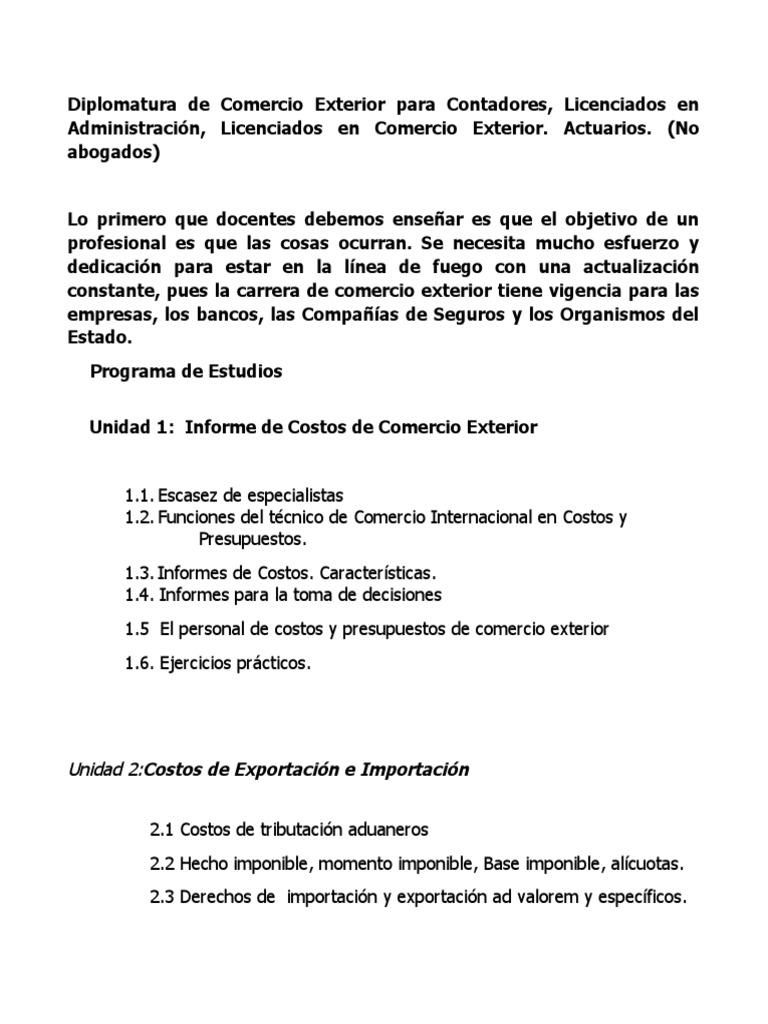 Diplomatura en Comercio Exterior y Aduana 470 | PDF | Presupuesto | aduana