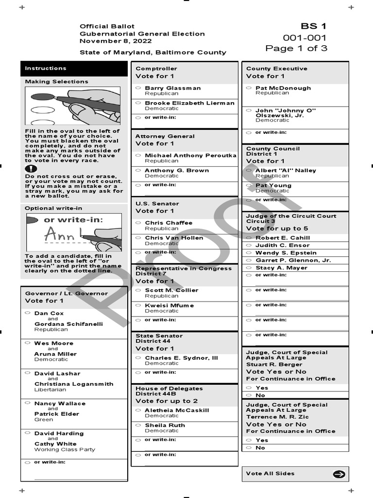 Sample Ballot For Baltimore County PDF Jury Trial Article Three