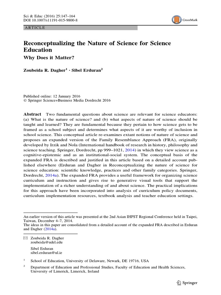Reconceptualizing The Nature of Science For Science Education PDF
