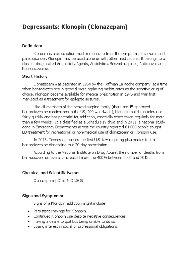 A Comprehensive Review of Klonopin (Clonazepam) and Other