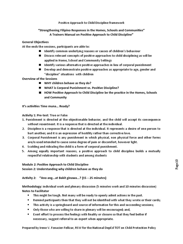 Positive Discipline Framework Manual | PDF | Disciplines | Teaching Method