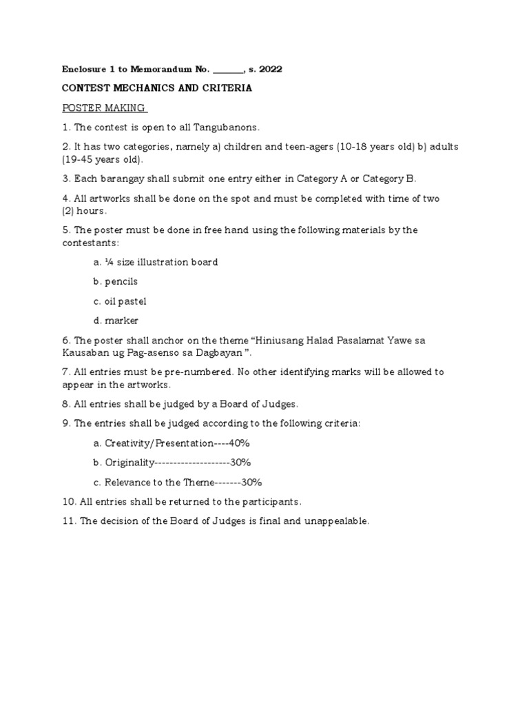 Contest Mechanics for Poster and Photography | PDF | Photograph ...