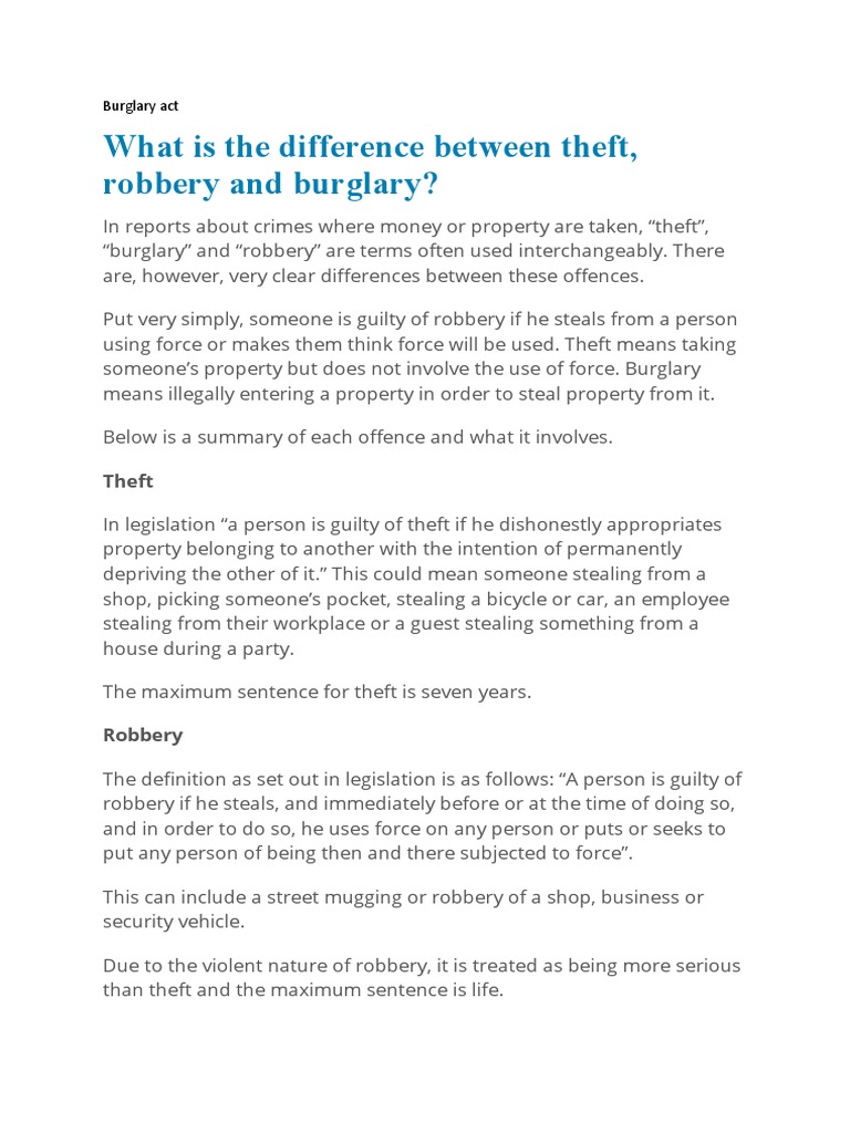 Burglary Act Pdf Theft Robbery