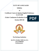 KMV Jalandhar Syllabus Certificate Course in Spoken English 2019-20