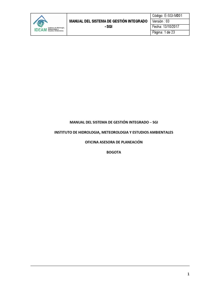 Manual del Sistema de Gestión Integrado SGI | PDF | Calidad (comercial ...