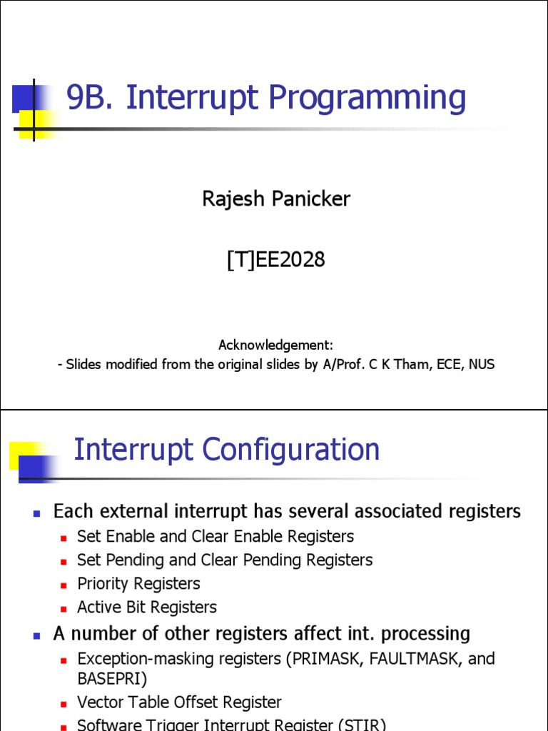 (T) EE2028 Topic 9B Interrupt Programming | PDF | Computing | System ...