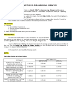  ONE-DIMENSIONAL KINEMATICS Worksheet