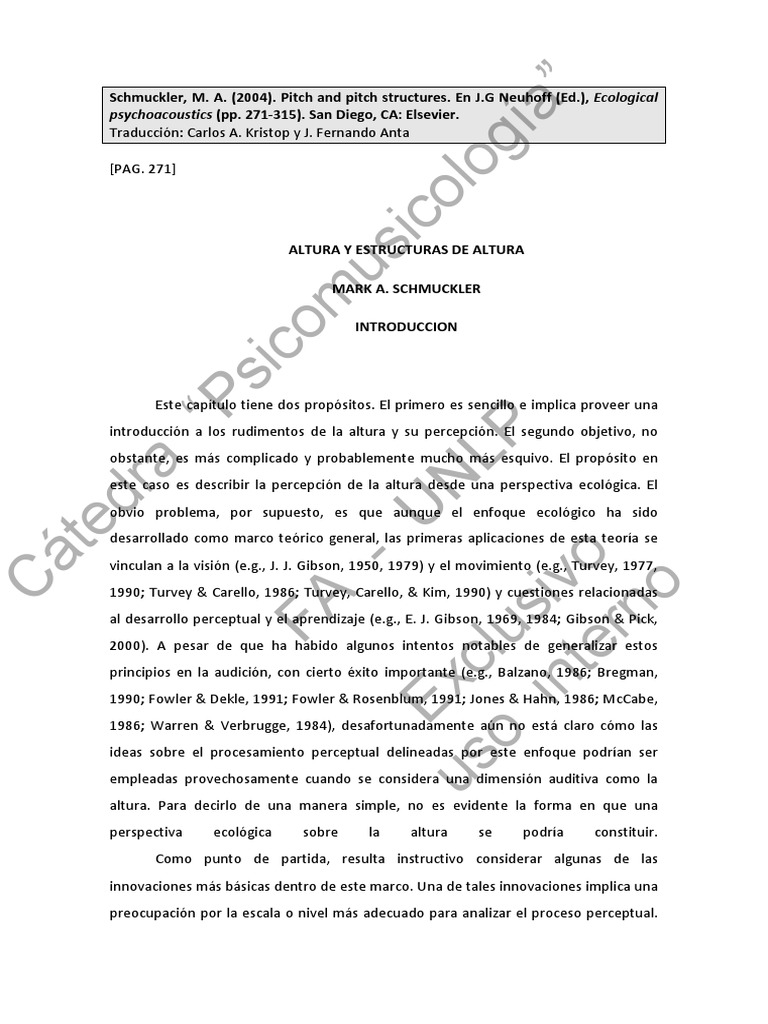 Schmuckler, M. A. (2004) Pitch and Pitch Structures Traduccion