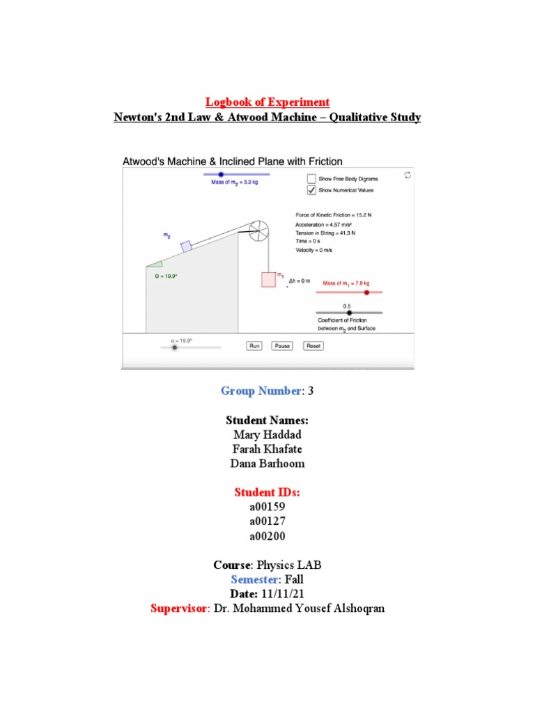 Analyzing the Effects of Mass, Friction, and Inclination on Motion in an Atwood Machine