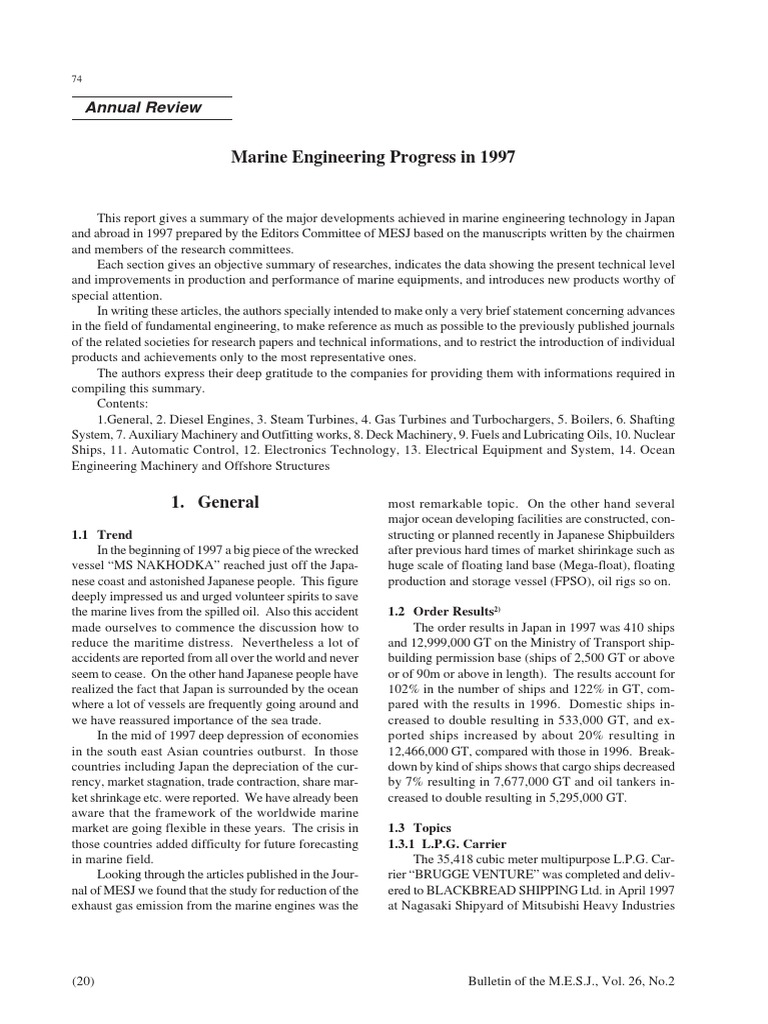Marine Engineering Advances 1997 | PDF | Marine Propulsion | Exhaust Gas