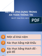 Mật Mã UD. at. Bài 07. Giao Thức Mật Mã