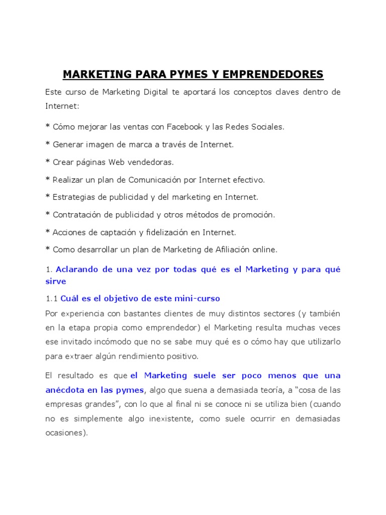 Marketing Digital para PYMES y Emprendedores | PDF | Marketing | Business