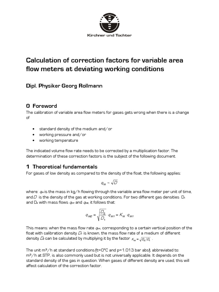 Calculation of Correction Factors For Variable Area Flow Meters PDF