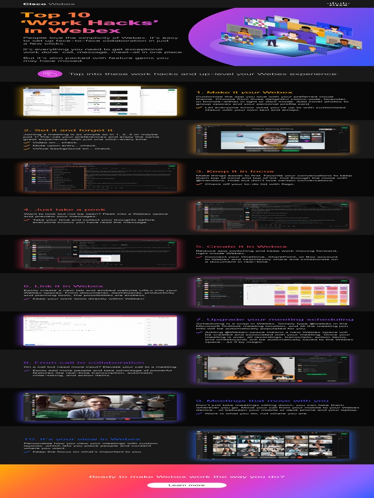Top 10 Work Hacks for Webex Users | PDF | Computing | Software