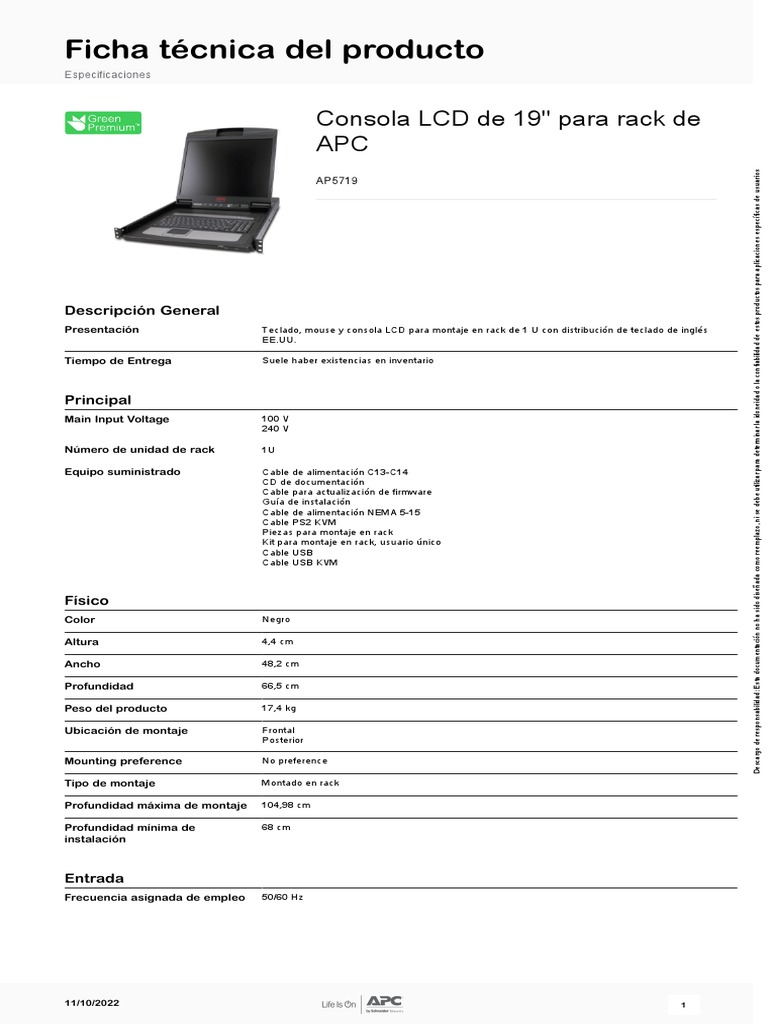 NetShelter Rack LCD Consoles - AP5719 | PDF | Pantalla de cristal ...
