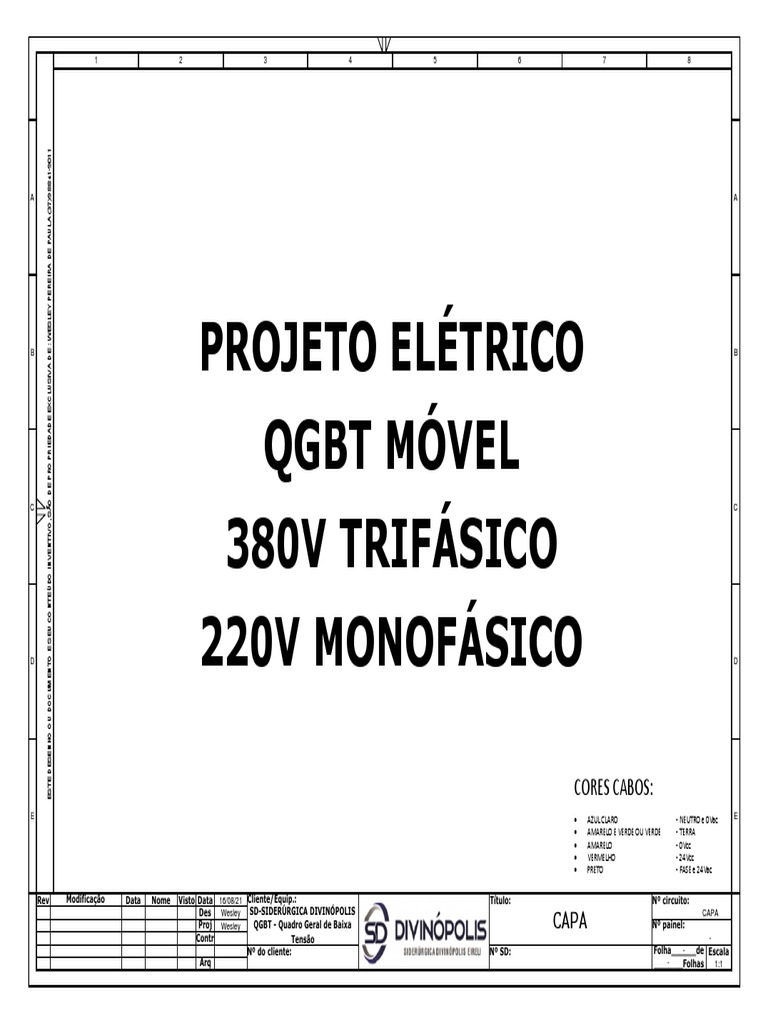 Projeto de Quadro Geral de Baixa Tensão | PDF | Design gráfico | Folhas ...