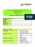 Portada y Protocolo Evaluación Psicopedagógica y Curricular Año 2022