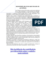 Não incidência da contribuição previdenciária sobre o salário-maternidade