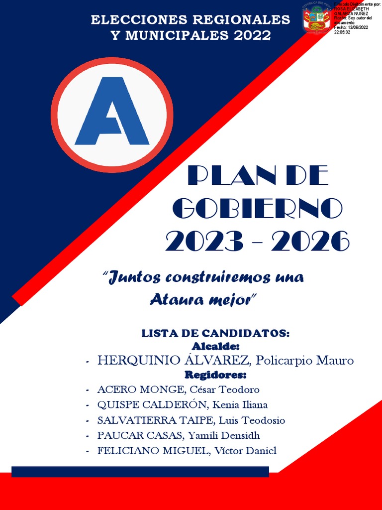 Plan de Gobierno Alianza para El Progreso Alcalde Distrital | PDF ...