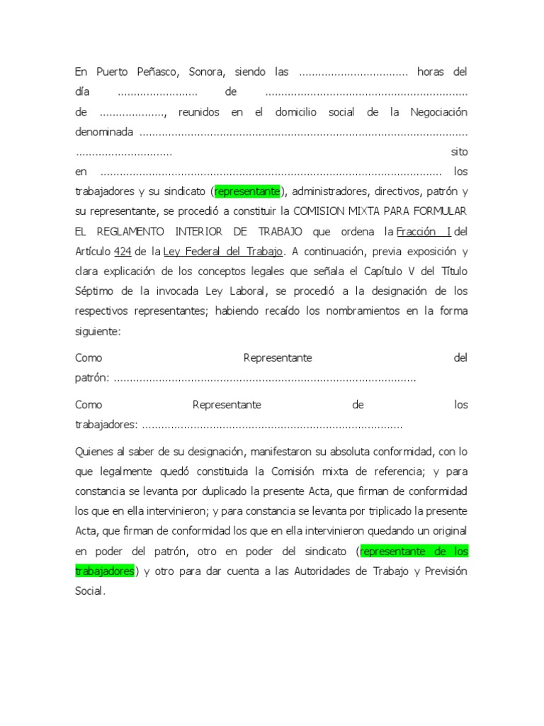 Acta de Integración Comisión Mixta | PDF