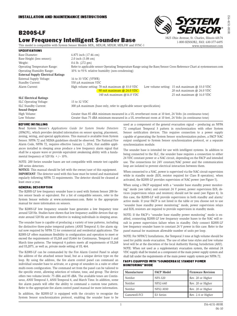 B200S-LF Low Freq Sounder Base Install 56-4151-003R-06-10 | PDF ...
