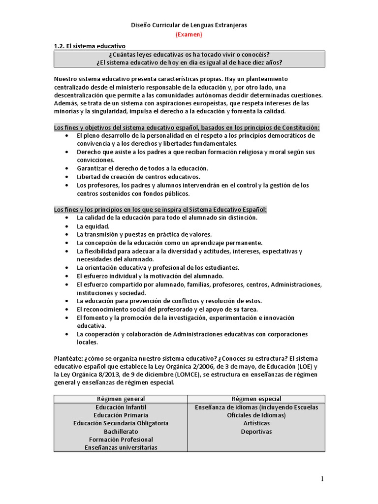 Diseño Curricular de Lenguas Extranjeras | PDF | Plan de estudios ...
