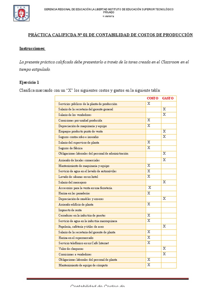Clasificación de Costos y Gastos en Contabilidad | PDF | Salario ...