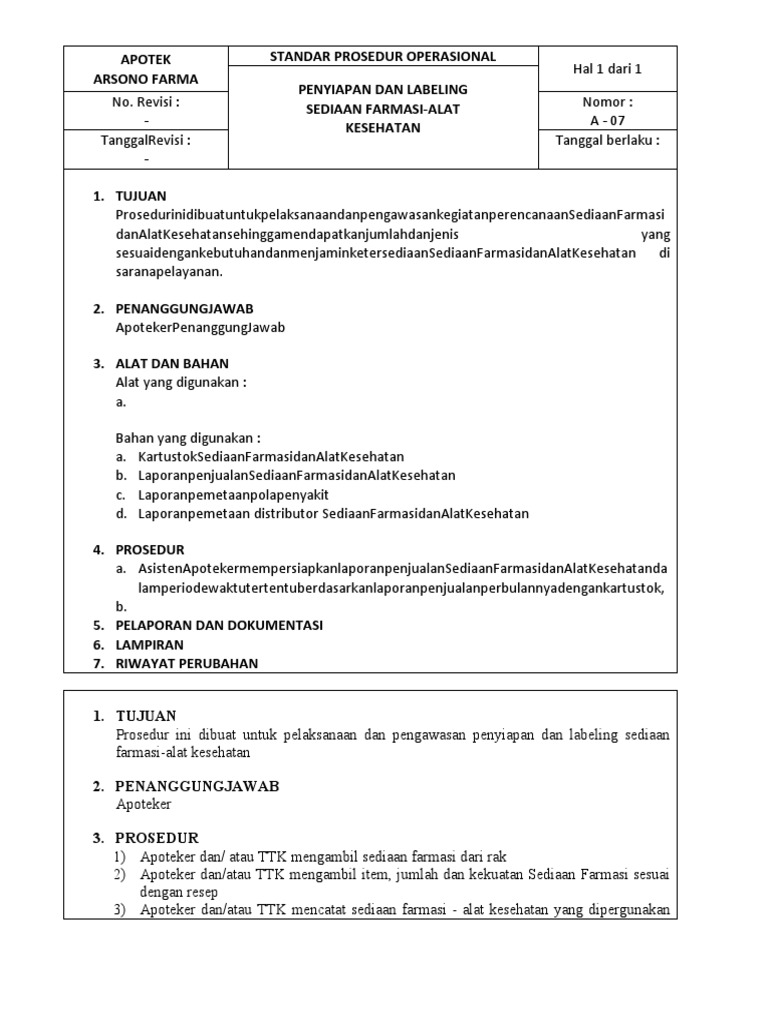 Prosedur Penyiapan Sediaan Farmasi | PDF | Kesehatan Holistik | Sains ...