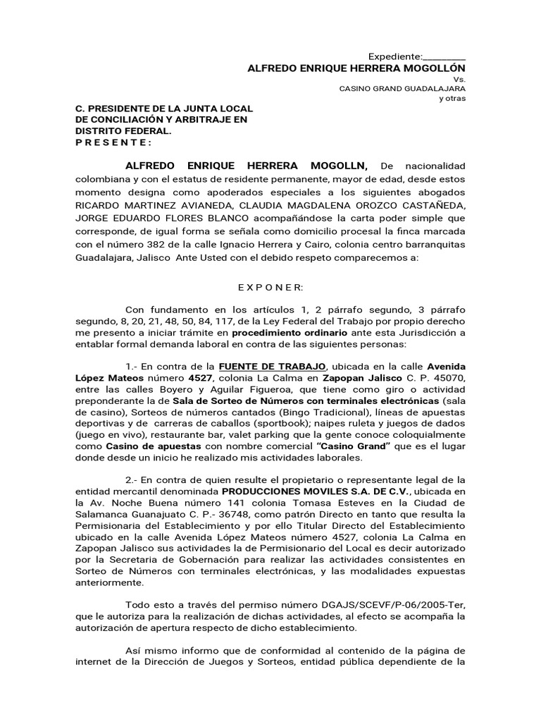 Dem Lab Alfredo Herrera PDF Salario Caso de ley