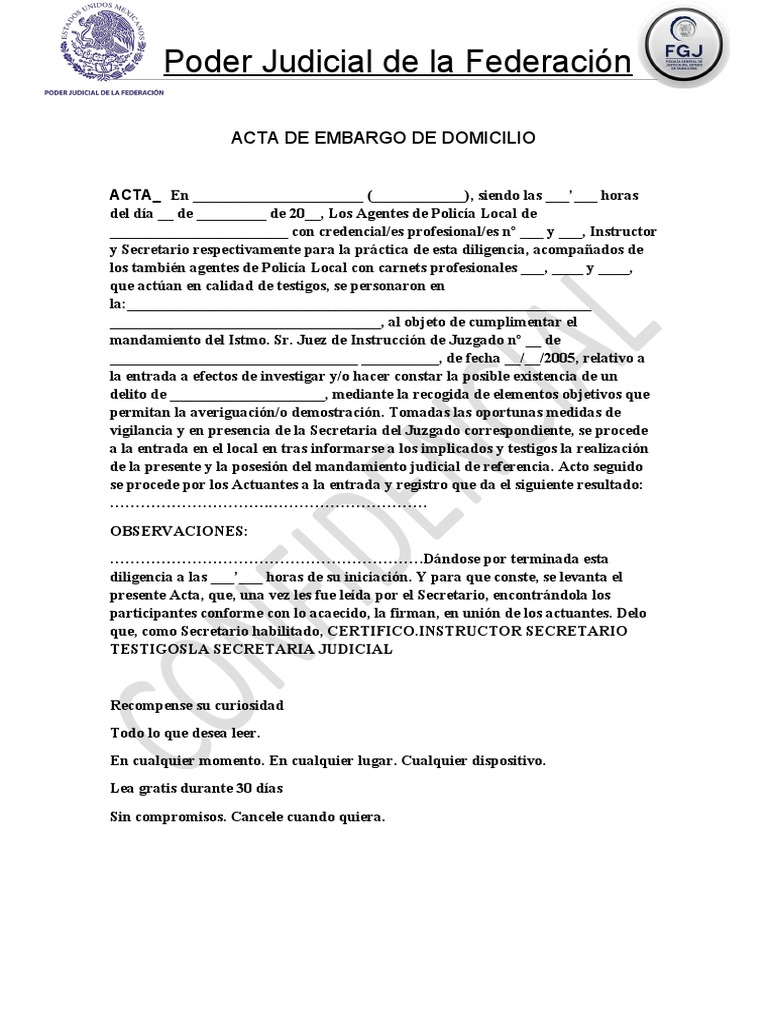 Acta de Embargo Judicial Detallada | PDF | Ciencias sociales