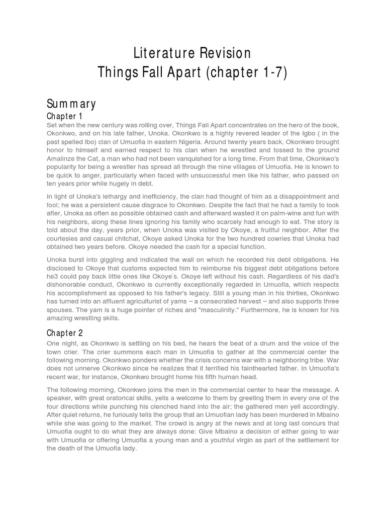 Summary of Chapters 1-7 in Things Fall Apart | PDF