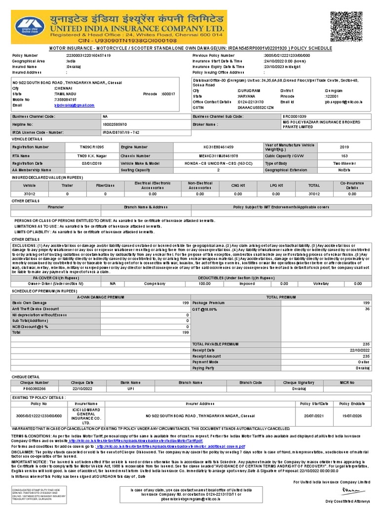motor-insurance-motorcycle-standalone-own-damage-policy-schedule