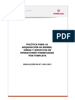 Politica para La Adquisición de Bienes Obras y Servicios en Operaciones Financiadas Por Fonplata