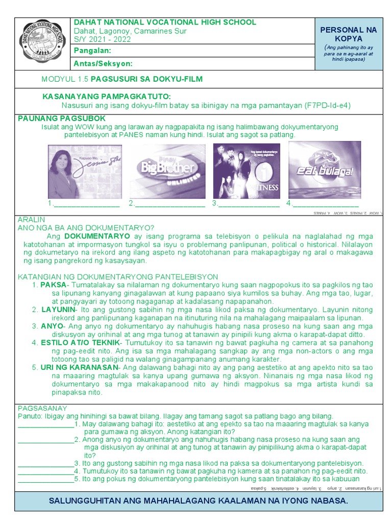 Gawain Sa Filipino 7 Pdf