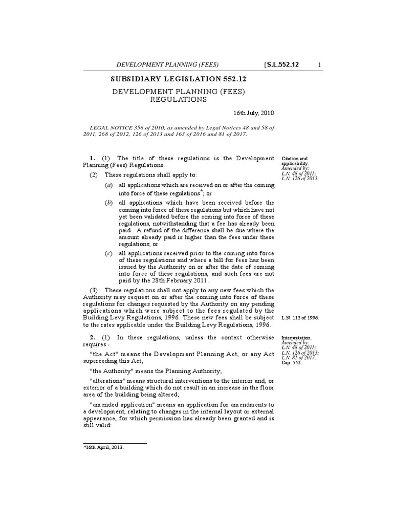 Development Planning Fees and Regulations PDF