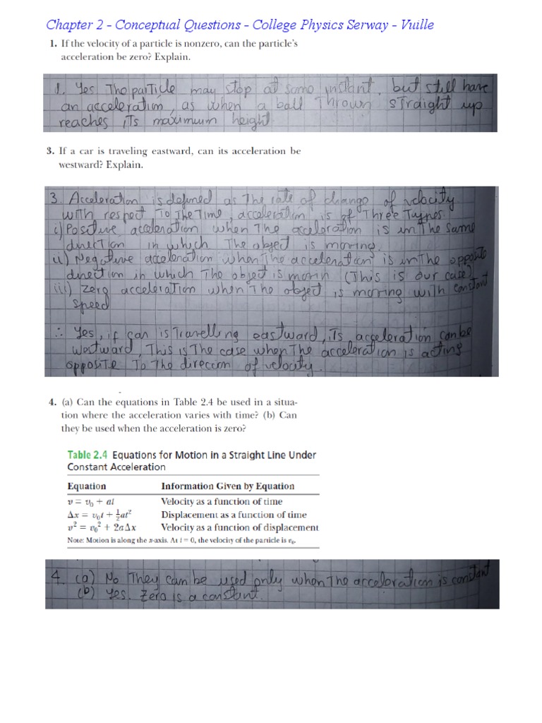 Home Work PDF Acceleration Quadratic Equation