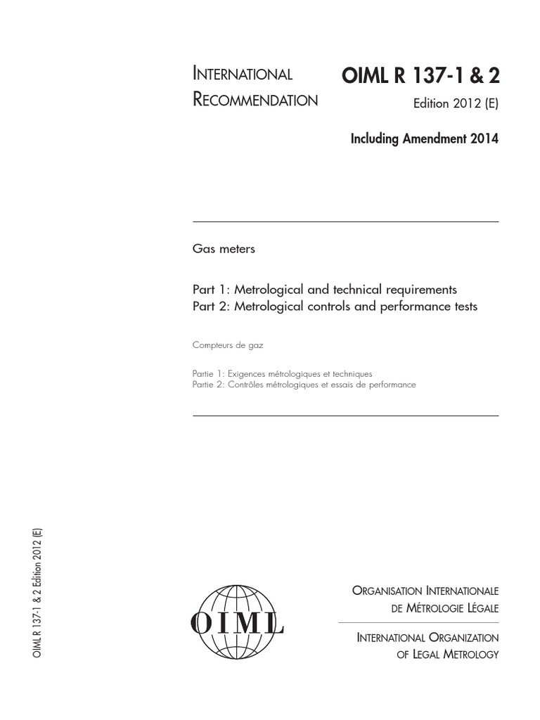 OIML R 137: Gas Meter Standards | PDF | Science | Metrology