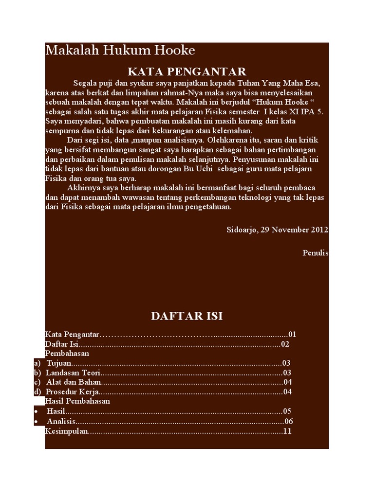 Hukum Hooke: Analisis dan Percobaan | PDF