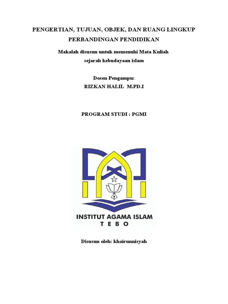 Makalah Pengertian Tujuan Objek Dan Ruan | PDF