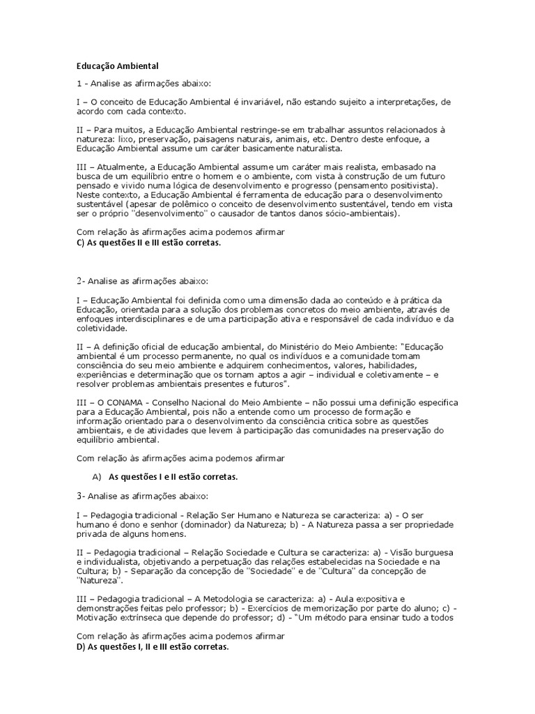 Educação Ambiental | PDF | Sustentabilidade | Movimento ambientalista