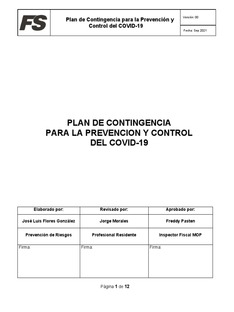 002 Plan de Contingencia Covid - 19 FS 20213 | PDF | Ciencias de la ...