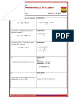 Algebra 1°c - Sec - Examen Mensual