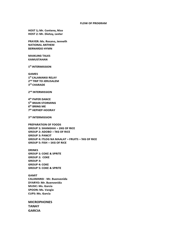 Event Program Flow and Activities | PDF