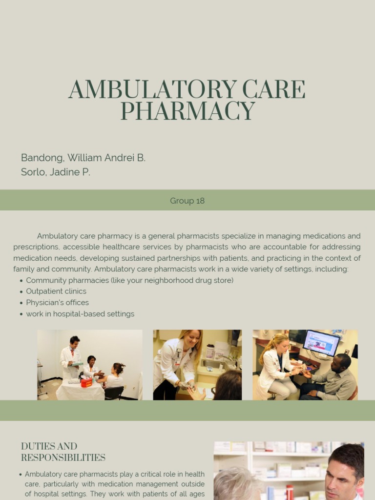 Ambulatory Care Pharmacy Overview | PDF | Pharmacy | Health Care