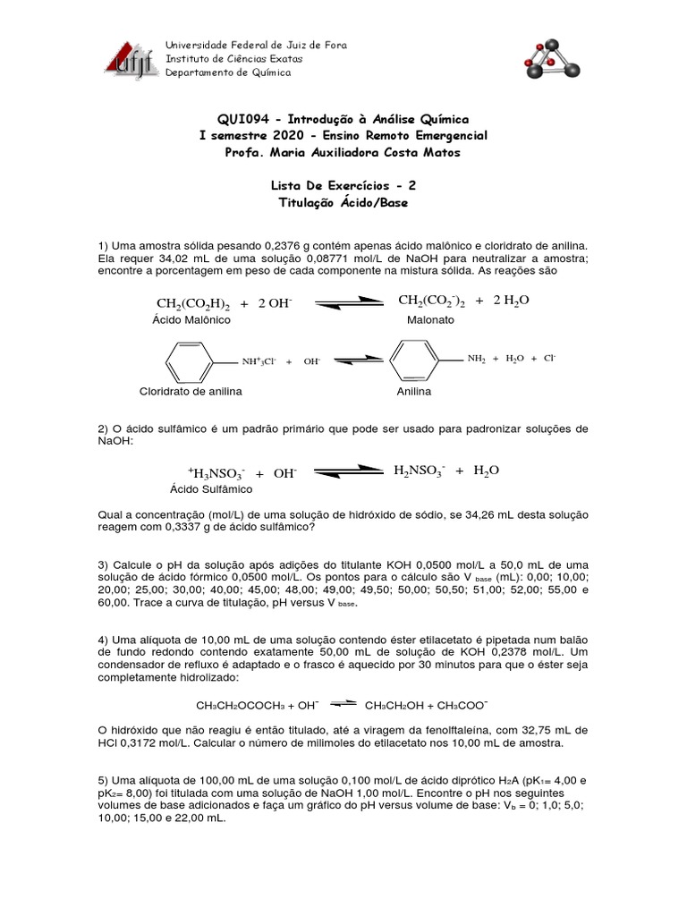 Titulação de Ácido Diprótico H2A | PDF | Química | Titulação